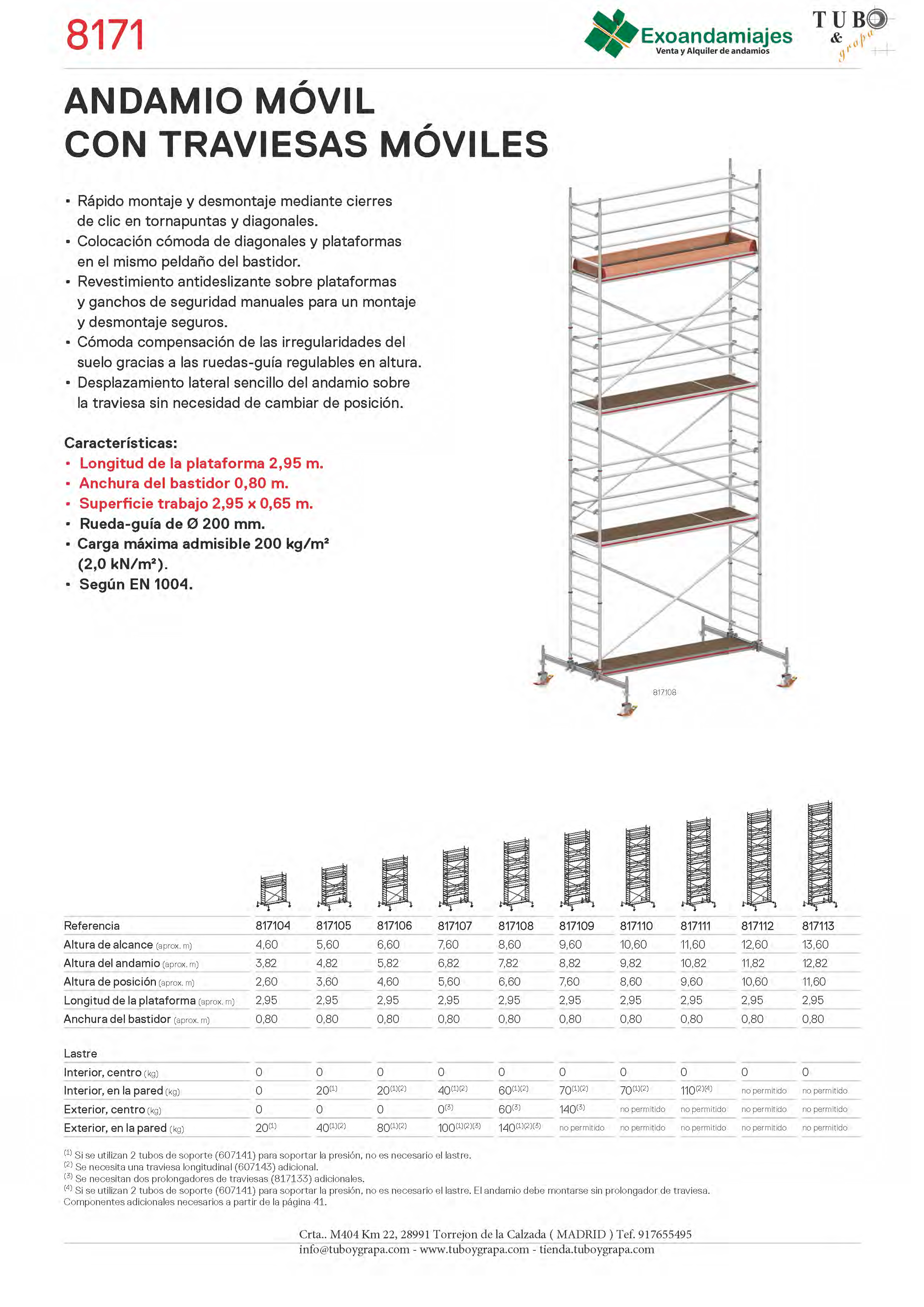 Andamio móvil 8171 (2,95m x 0,8m)