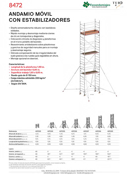 Andamio móvil 8472 (1,9m x 0,8m)