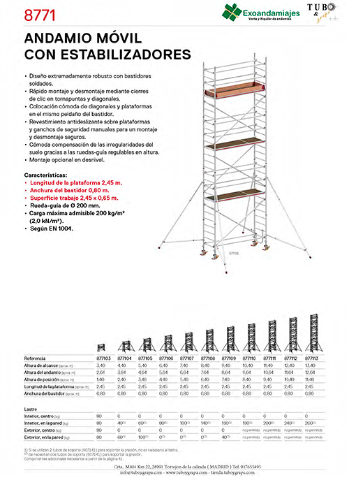Andamio móvil 8771 (2,45m x 0,8m)
