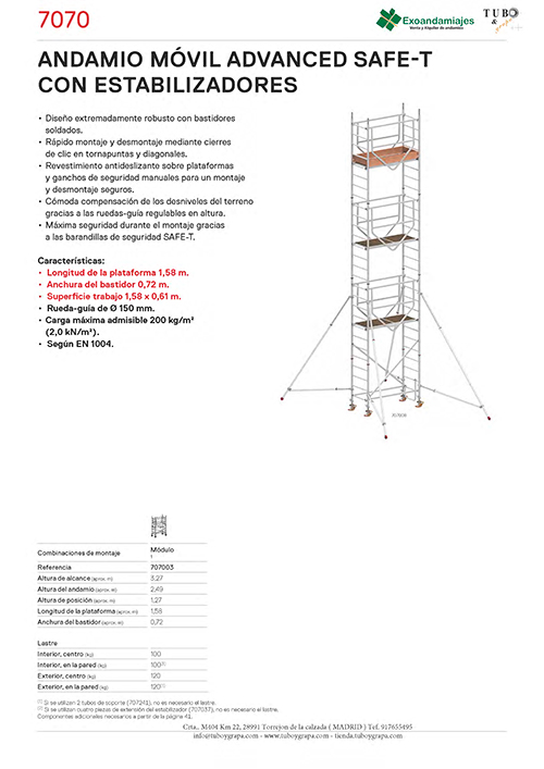 Andamio Móvil 7070-03 (1,58m x 0,72m)
